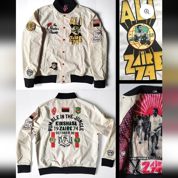 New W Tags ROF Rare! Rumble In The Jungle '74 Stadium Jacket Muhammad Ali Medium - Picture 3 of 16